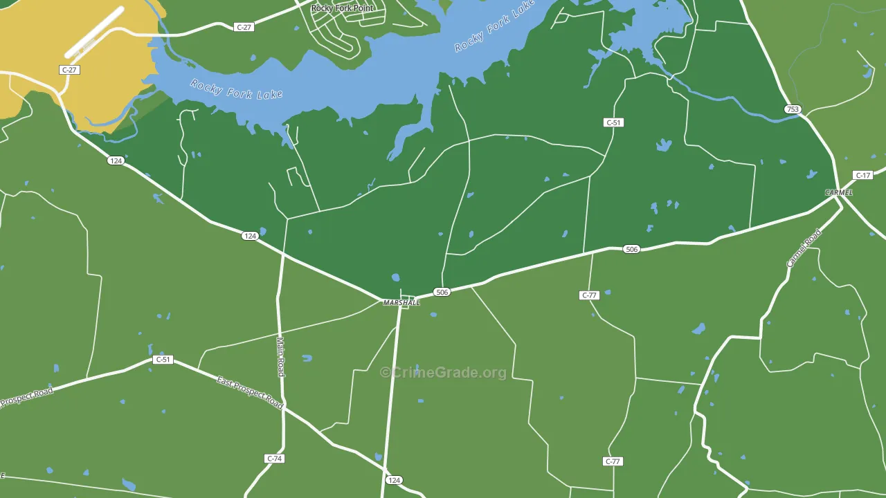 Marshall, OH Map of Vehicle Theft Rates