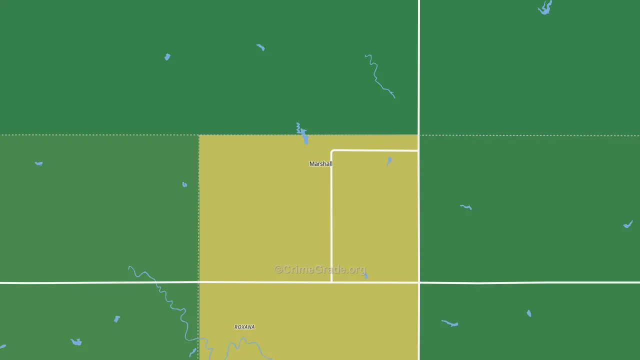 Marshall, OK Map of Vehicle Theft Rates