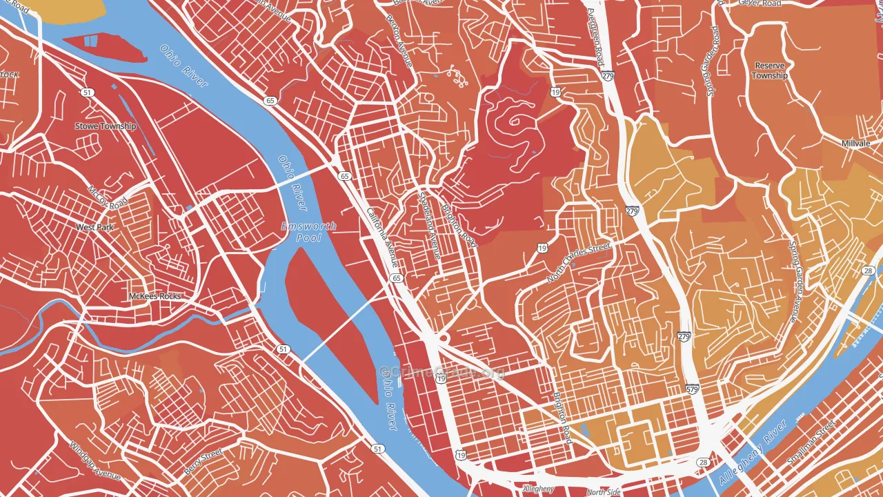 Marshall-Shadeland, Pittsburgh, PA Map of Vehicle Theft Rates
