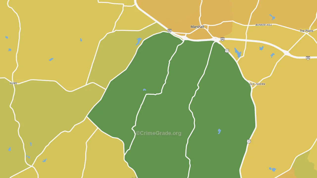 Marshall, VA Map of Vehicle Theft Rates