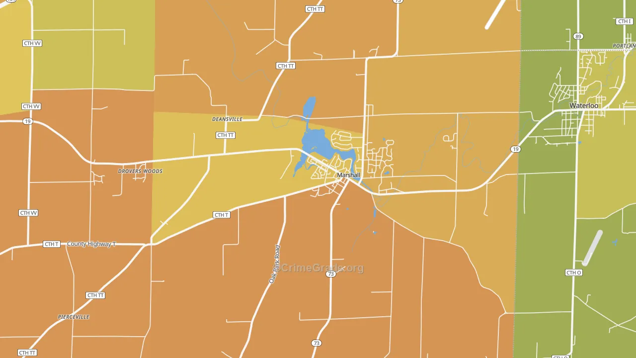 Marshall, WI Map of Vehicle Theft Rates
