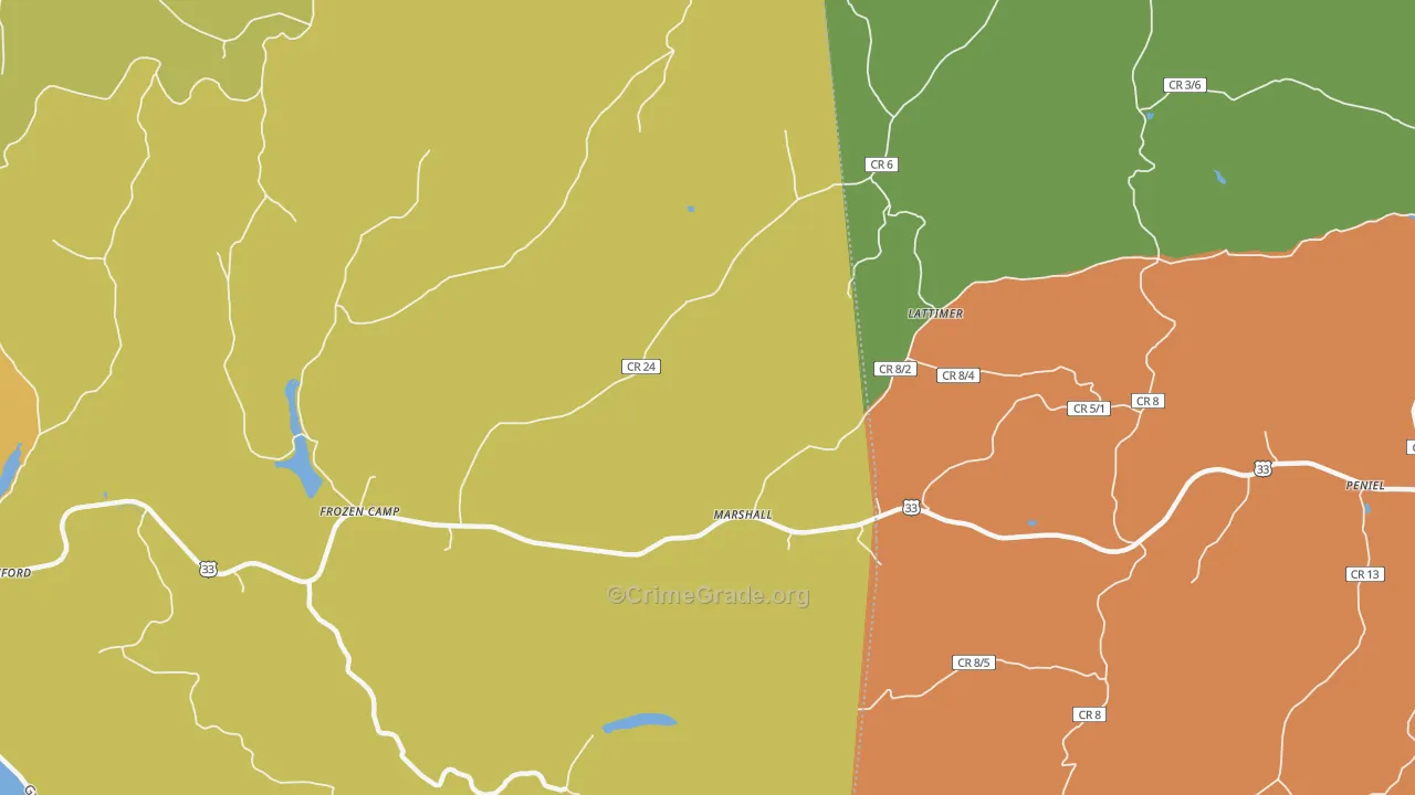 Marshall, WV Map of Vehicle Theft Rates