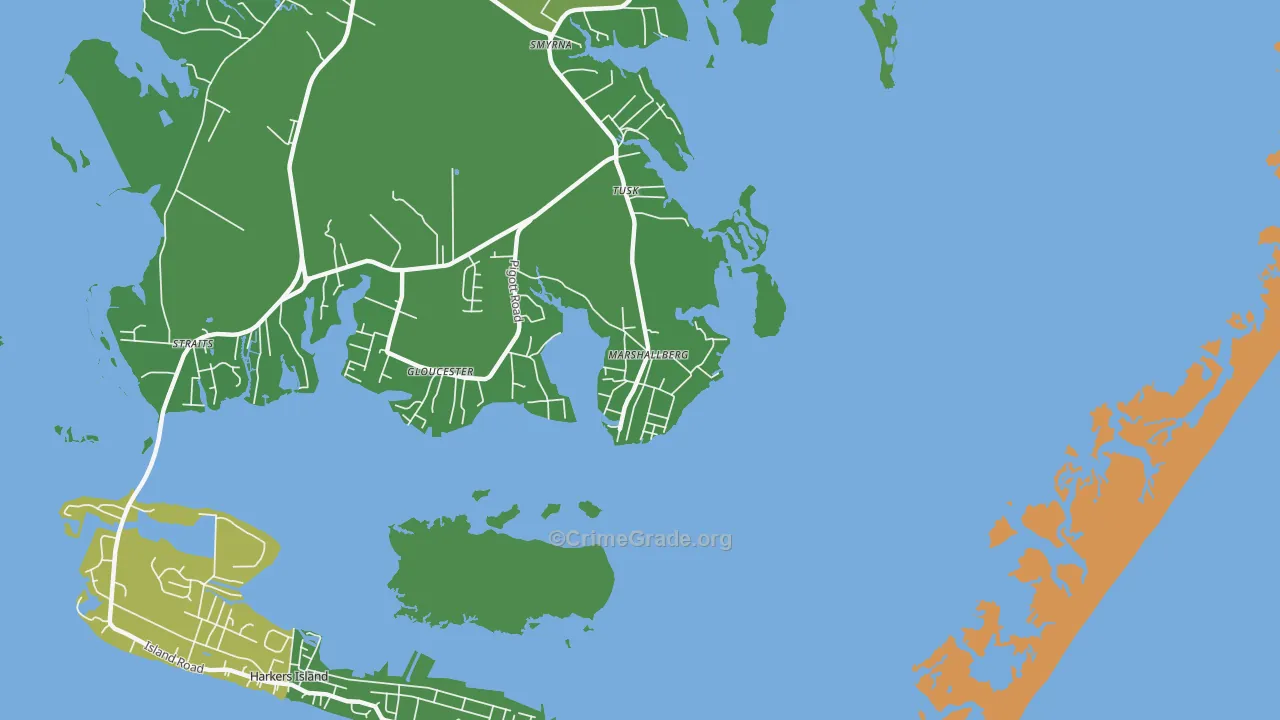 Marshallberg, NC Map of Vehicle Theft Rates