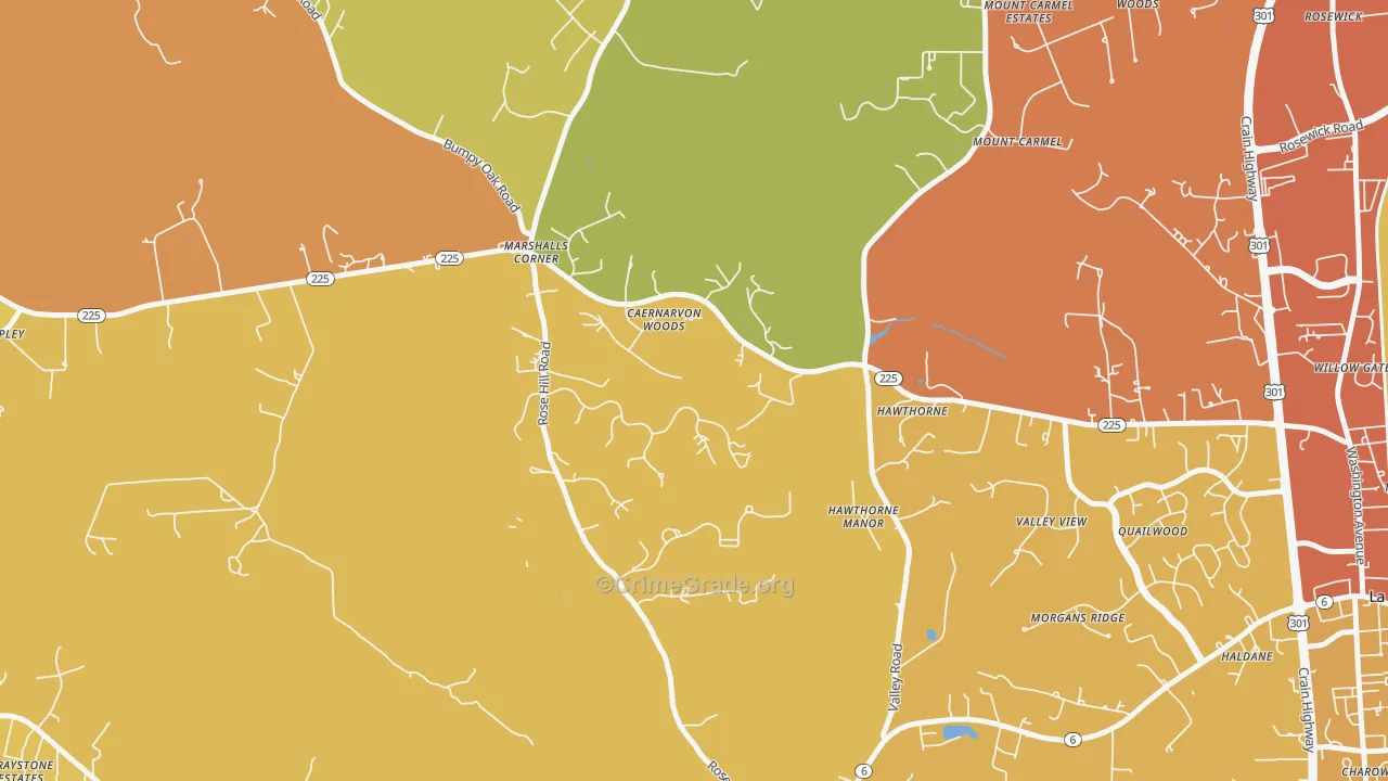 Marshalls Corner, MD Map of Vehicle Theft Rates