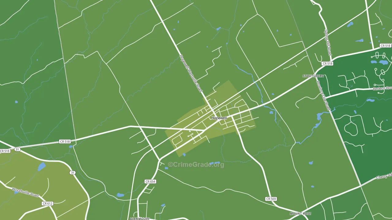 Marshalls Corner, NJ Map of Vehicle Theft Rates