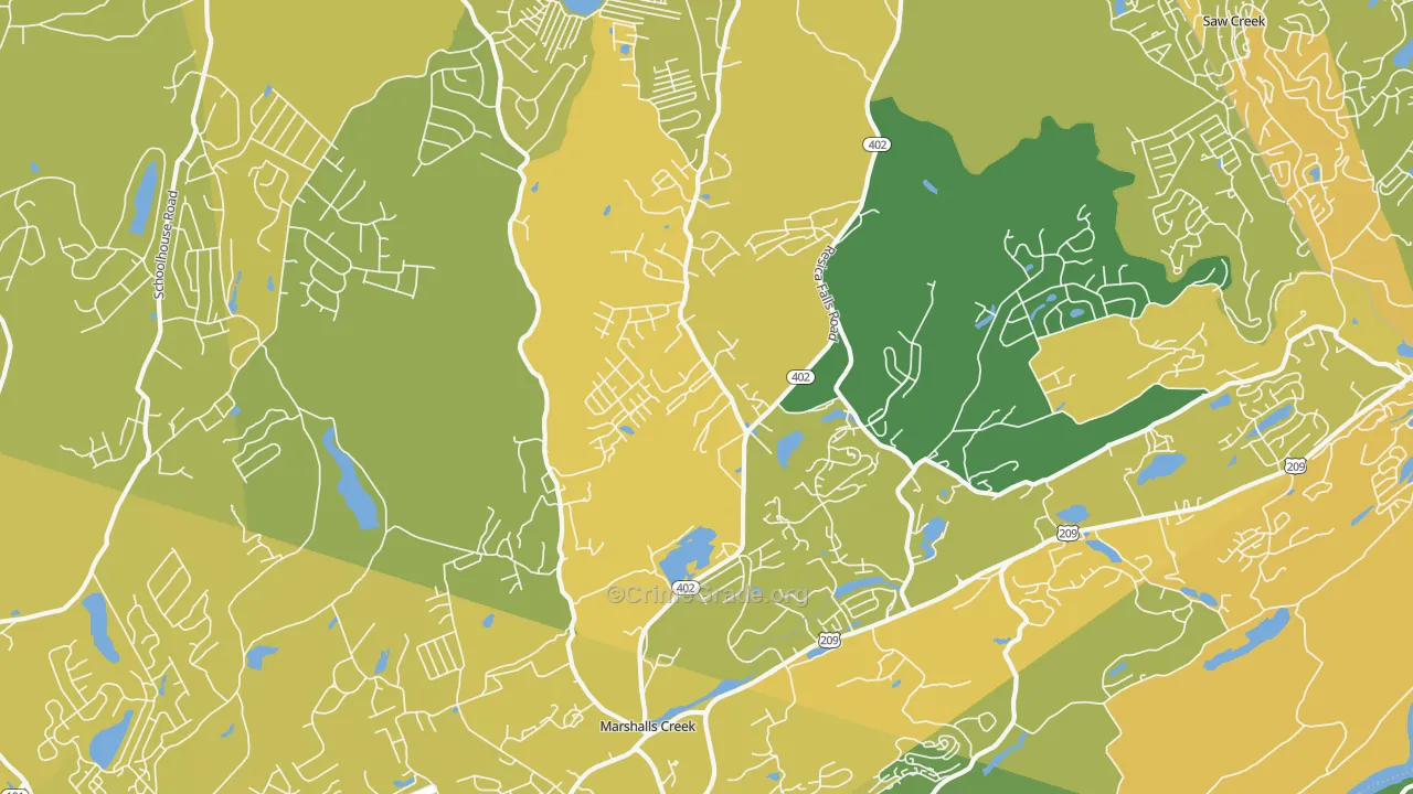 Marshalls Creek, PA Map of Vehicle Theft Rates