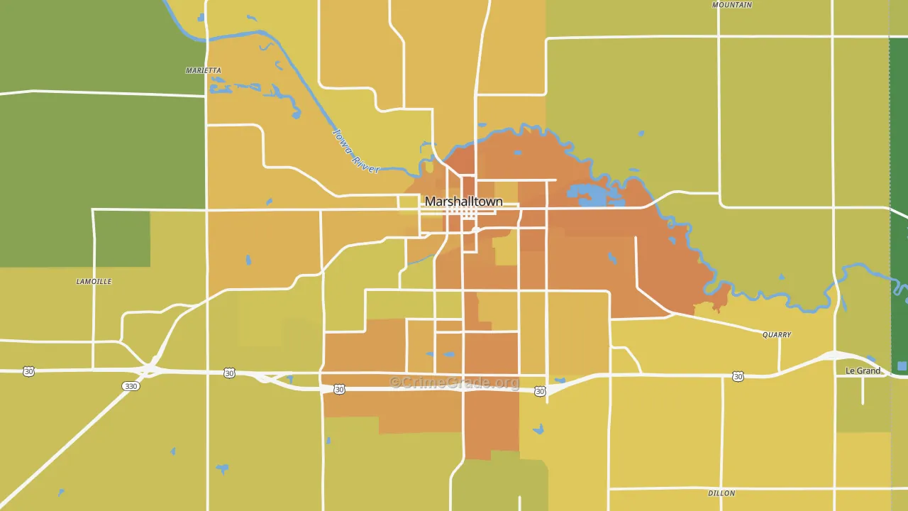 Marshalltown, IA Map of Vehicle Theft Rates