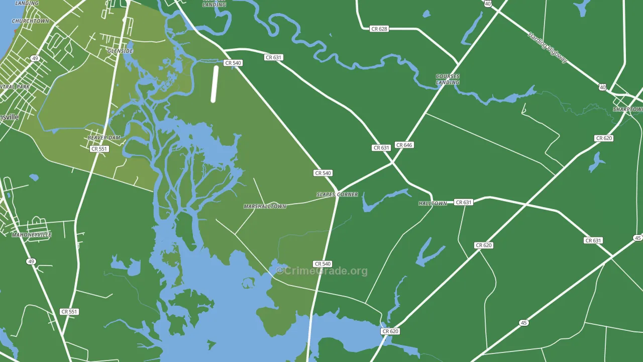 Marshalltown, NJ Map of Vehicle Theft Rates