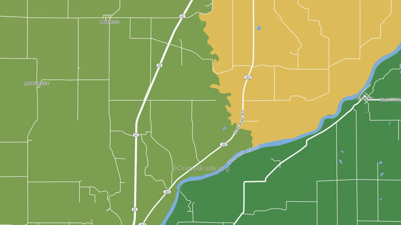 Marshfield, IN Map of Vehicle Theft Rates