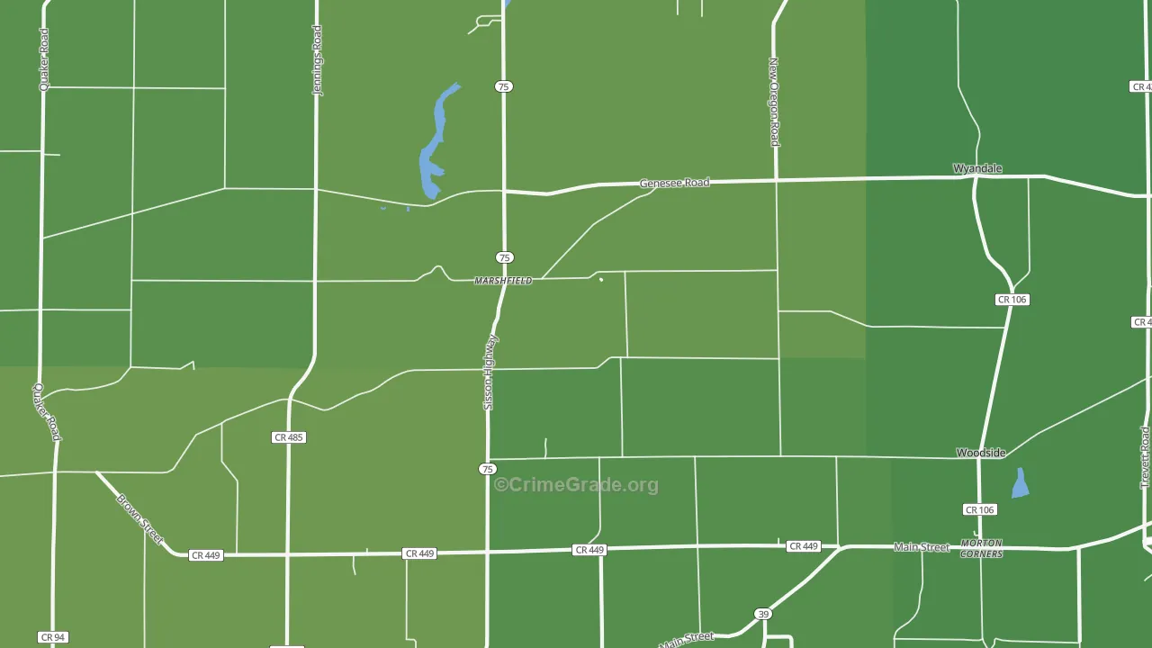 Marshfield, NY Map of Vehicle Theft Rates