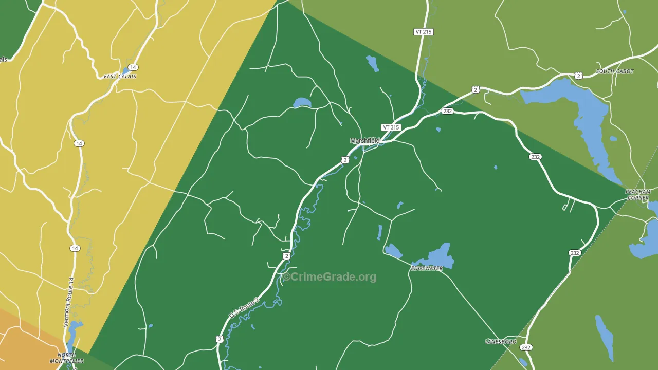Marshfield, VT Map of Vehicle Theft Rates