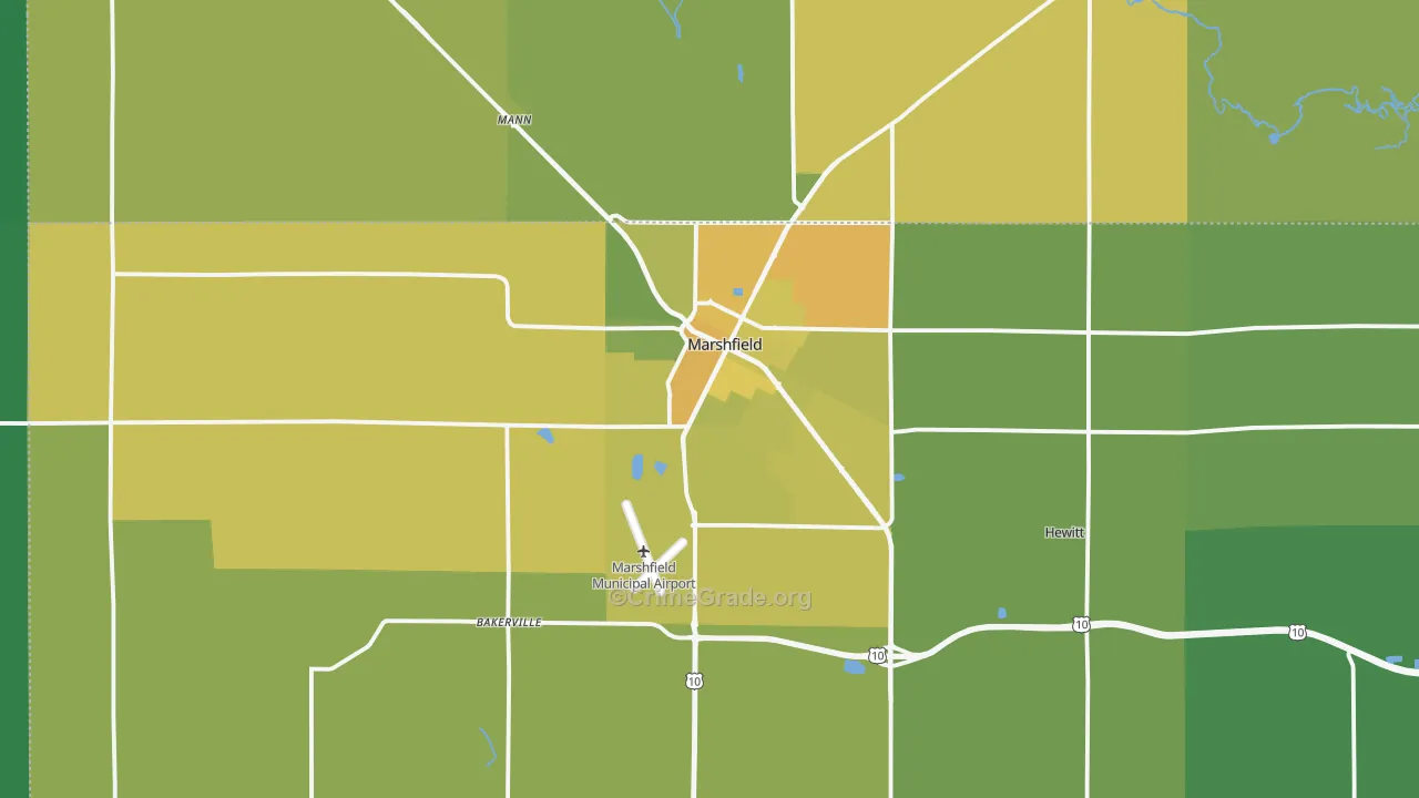 Marshfield, WI Map of Vehicle Theft Rates