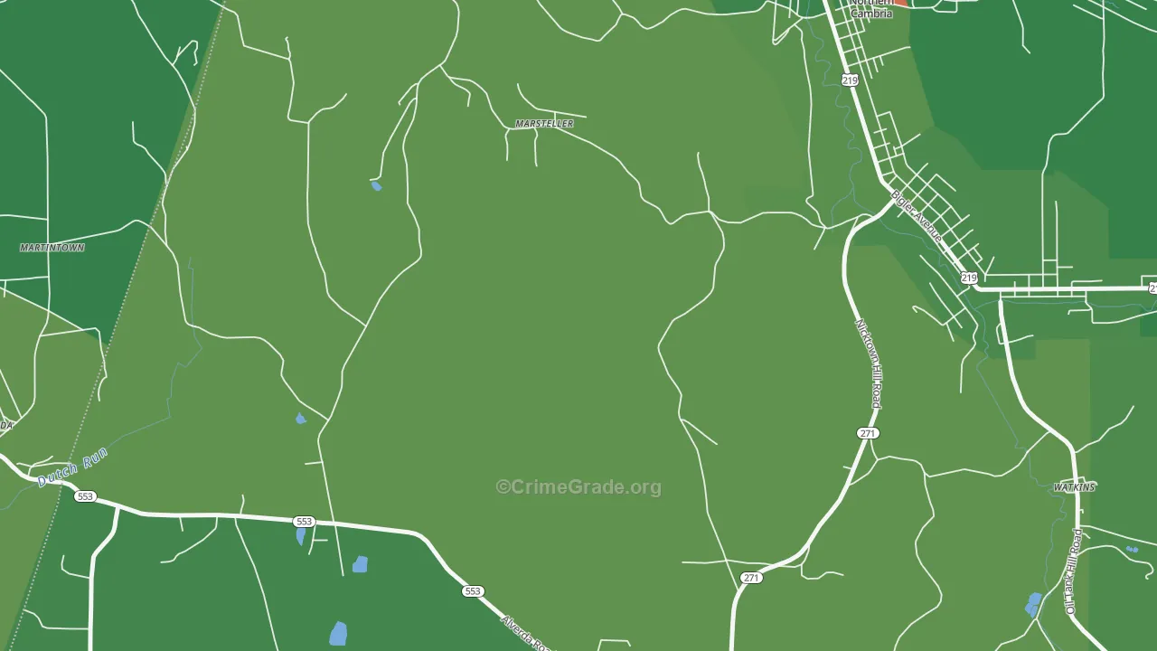 Marsteller, PA Map of Vehicle Theft Rates