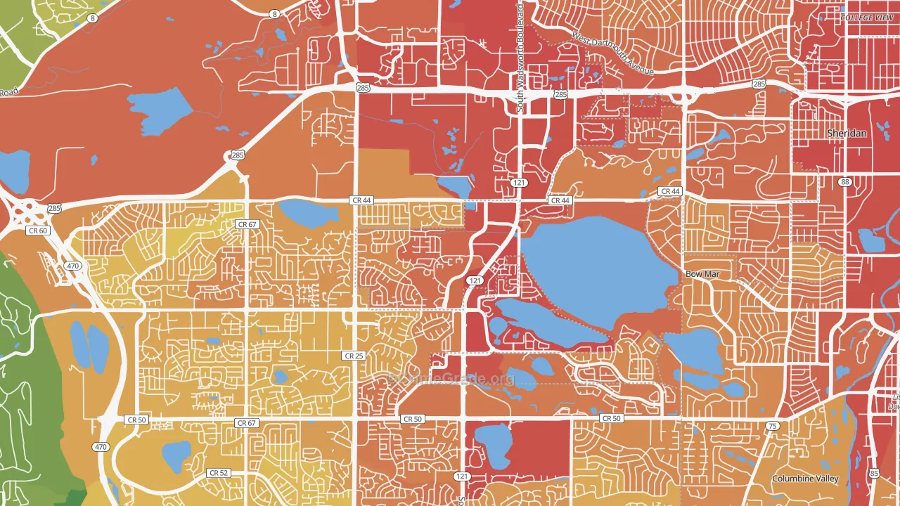 Marston, Littleton, CO Map of Vehicle Theft Rates