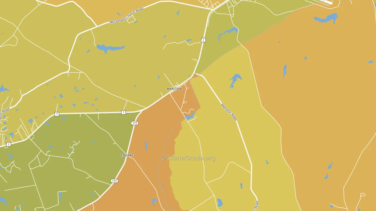 Marston, NC Map of Vehicle Theft Rates