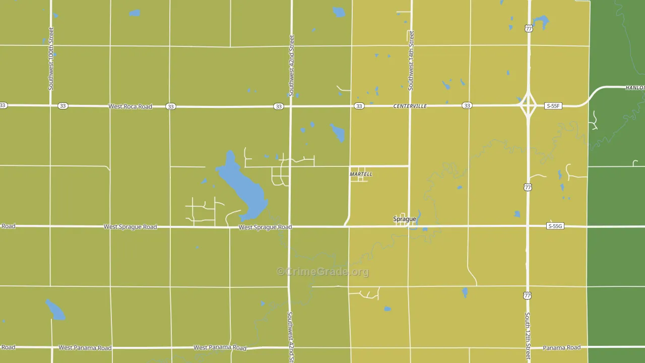 Martell, NE Map of Vehicle Theft Rates