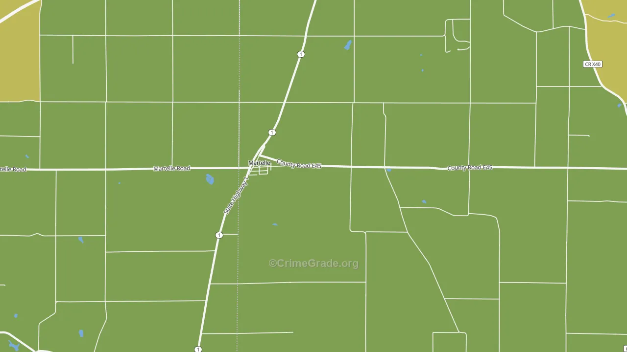 Martelle, IA Map of Vehicle Theft Rates