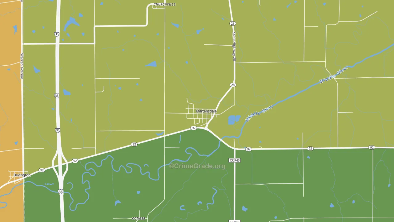 Martensdale, IA Map of Vehicle Theft Rates