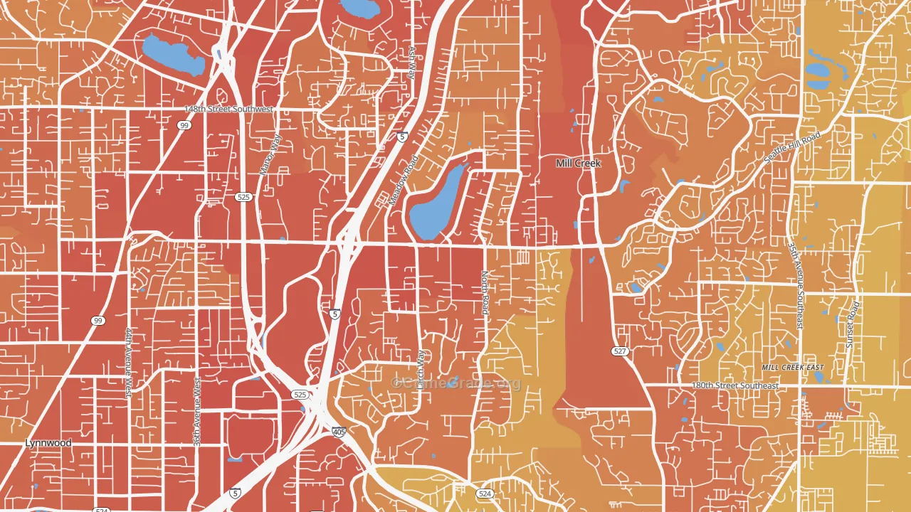 Martha Lake, Lynnwood, WA Map of Vehicle Theft Rates