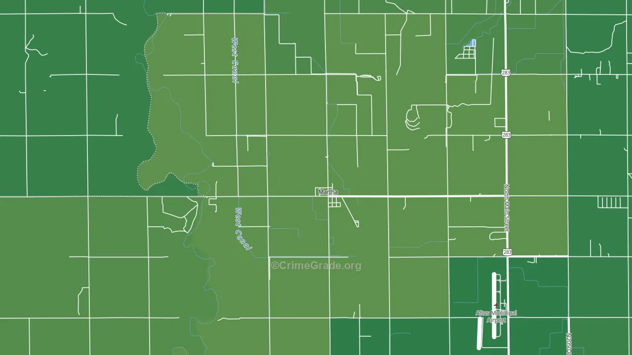 Martha, OK Map of Vehicle Theft Rates