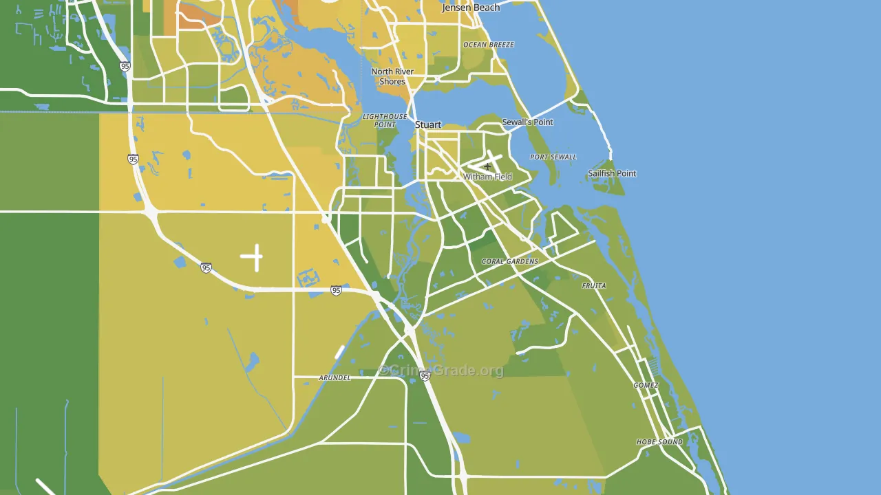 Martin County, FL Map of Vehicle Theft Rates