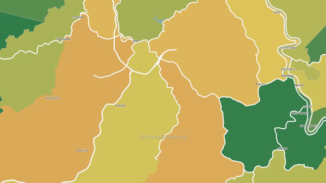 Martin County, KY Map of Vehicle Theft Rates