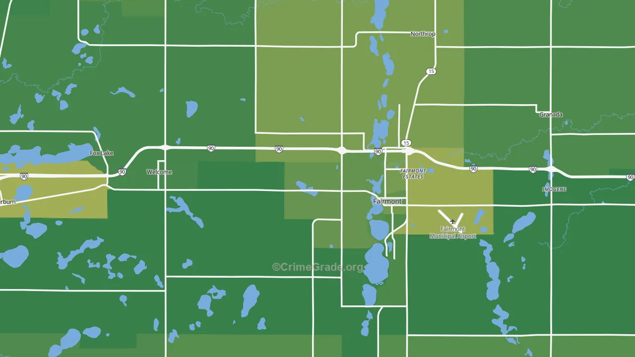 Martin County, MN Map of Vehicle Theft Rates