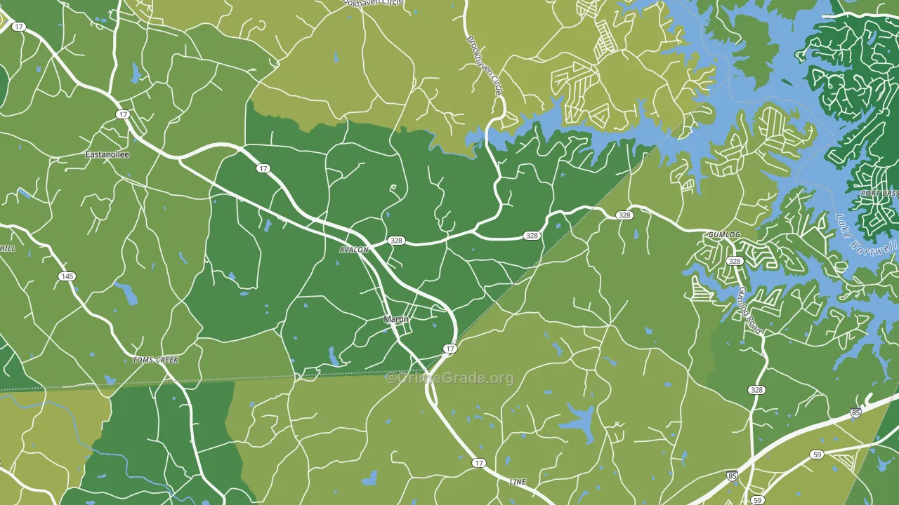 Martin, GA Map of Vehicle Theft Rates