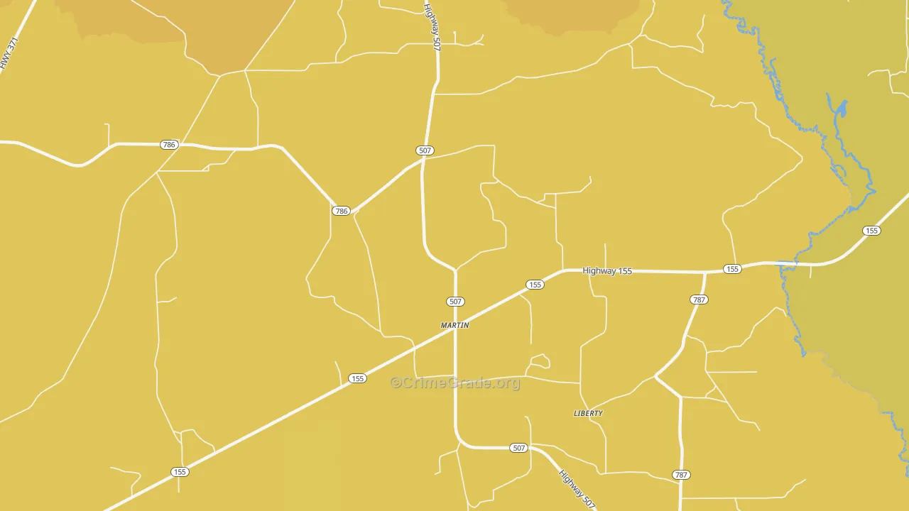 Martin, LA Map of Vehicle Theft Rates