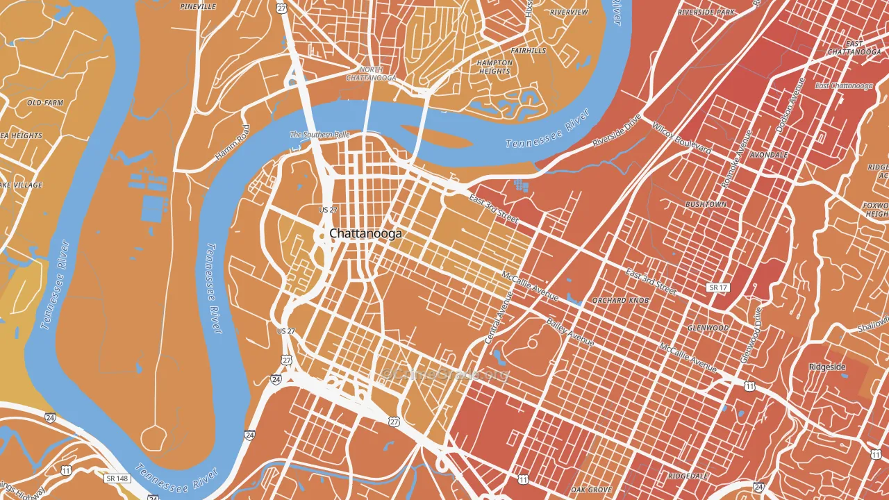 Martin Luther King, Chattanooga, TN Map of Vehicle Theft Rates