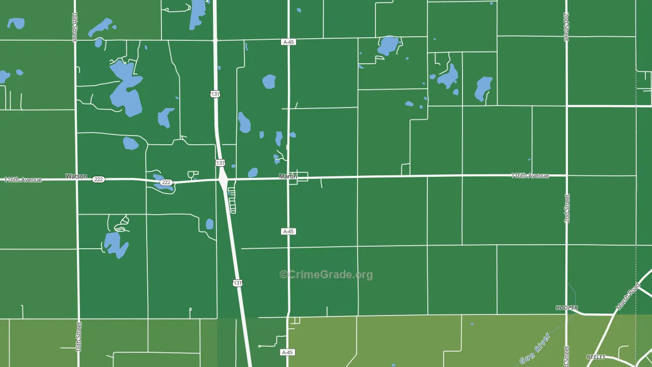 Martin, MI Map of Vehicle Theft Rates