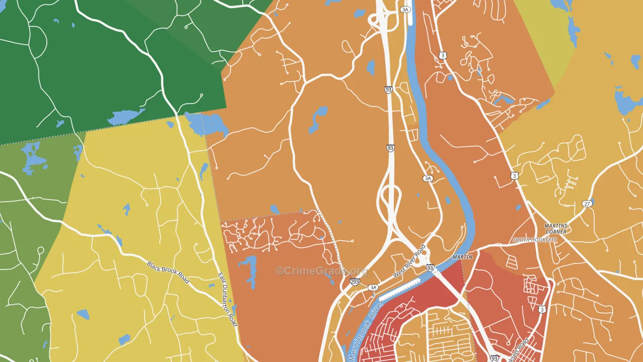 Martin, NH Map of Vehicle Theft Rates