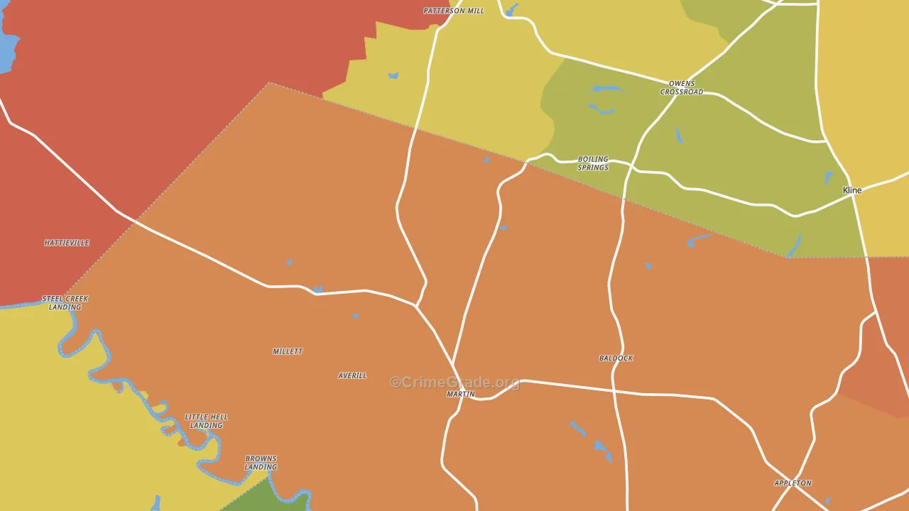 Martin, SC Map of Vehicle Theft Rates