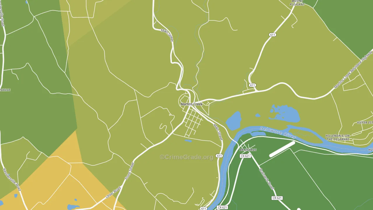 Martins Creek, PA Map of Vehicle Theft Rates
