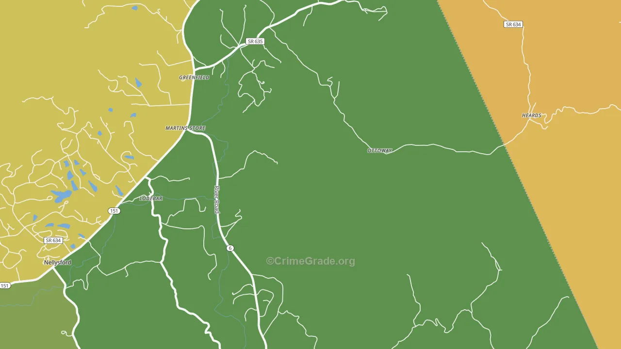 Martins Store, VA Map of Vehicle Theft Rates