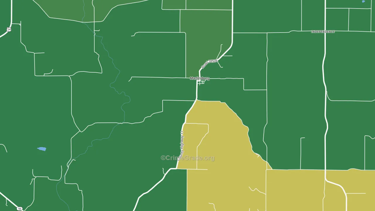 Martinsburg, IL Map of Vehicle Theft Rates