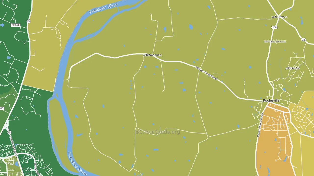Martinsburg, MD Map of Vehicle Theft Rates