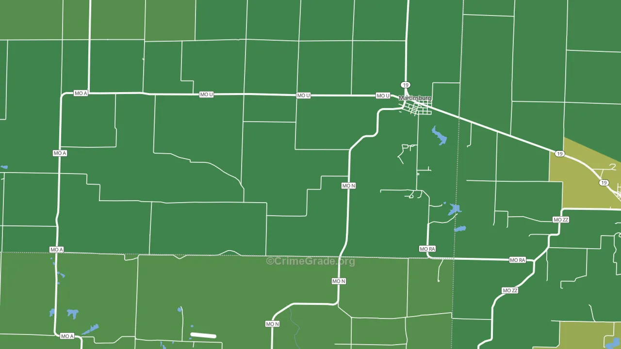 Martinsburg, MO Map of Vehicle Theft Rates