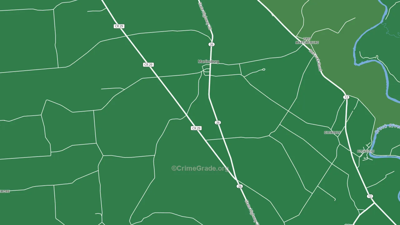 Martinsburg, NY Map of Vehicle Theft Rates