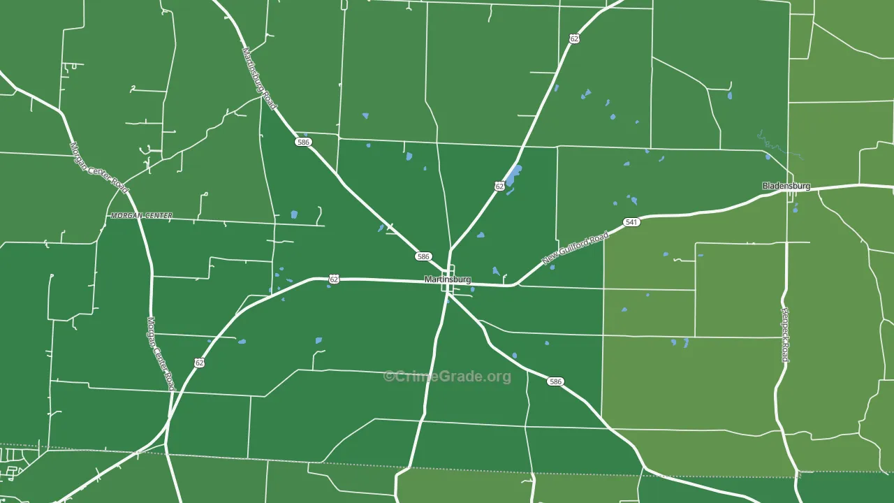 Martinsburg, OH Map of Vehicle Theft Rates