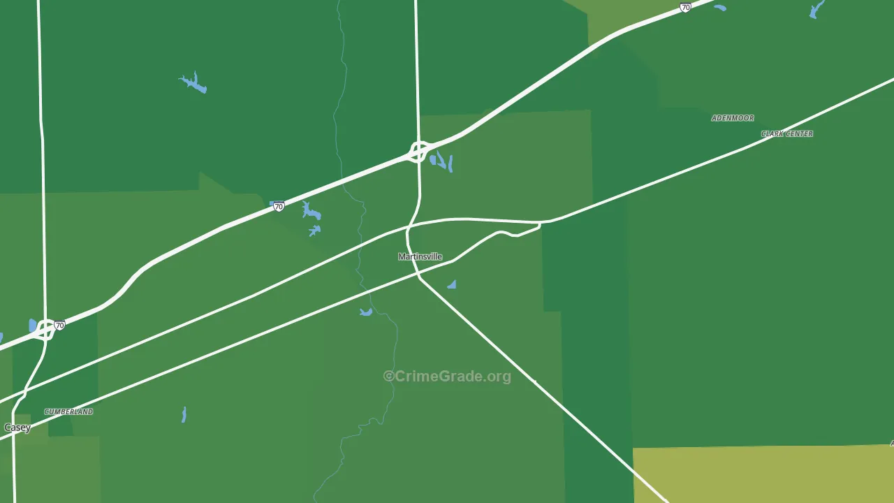 Martinsville, IL Map of Vehicle Theft Rates
