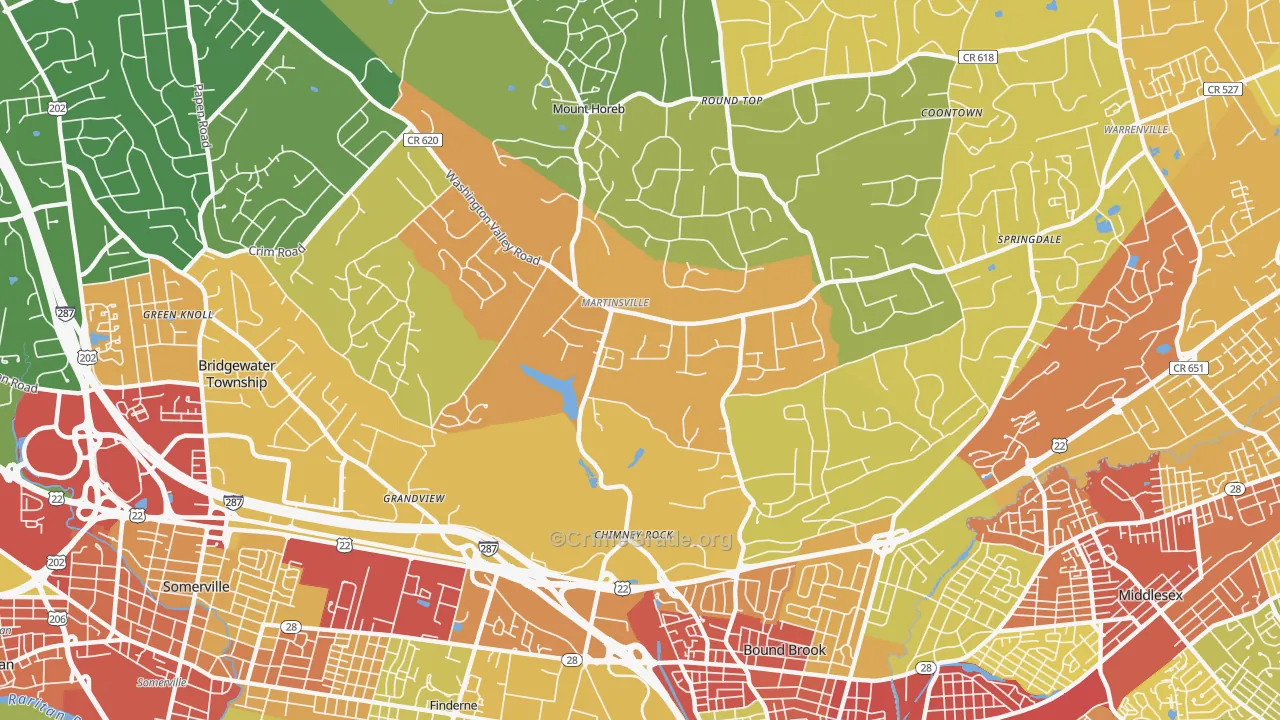 Martinsville, NJ Map of Vehicle Theft Rates