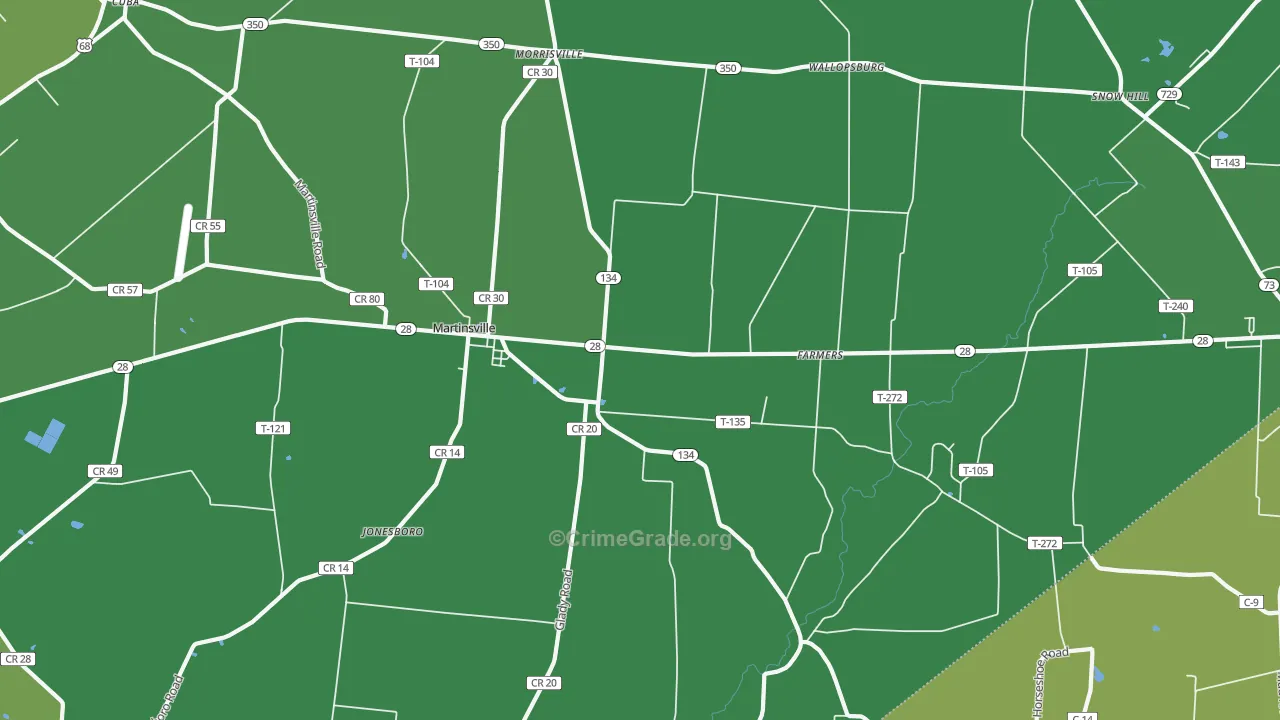 Martinsville, OH Map of Vehicle Theft Rates