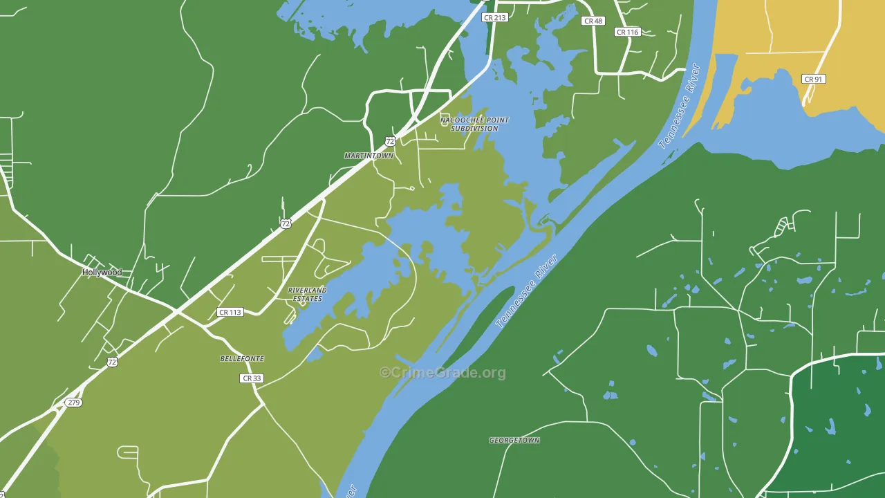 Martintown, AL Map of Vehicle Theft Rates