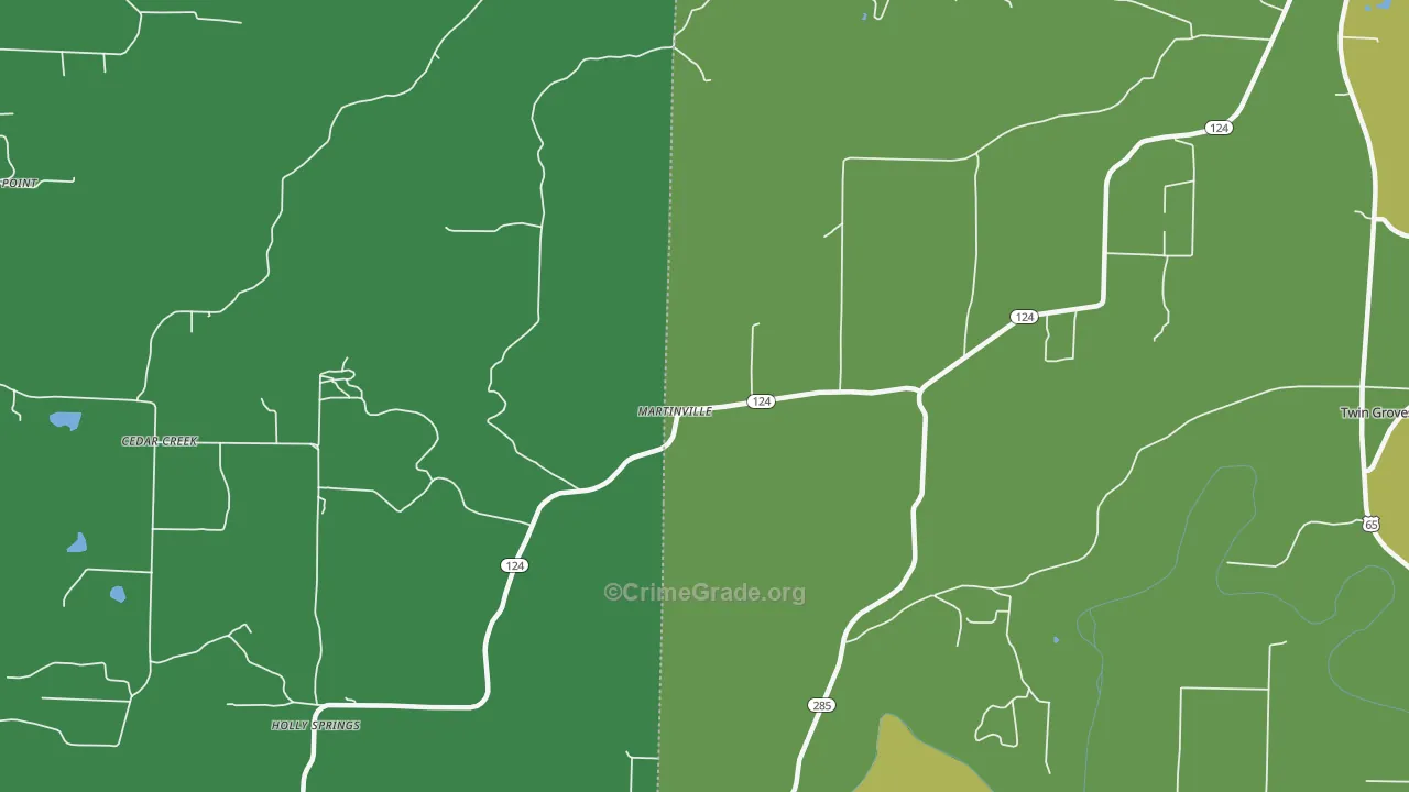 Martinville, AR Map of Vehicle Theft Rates