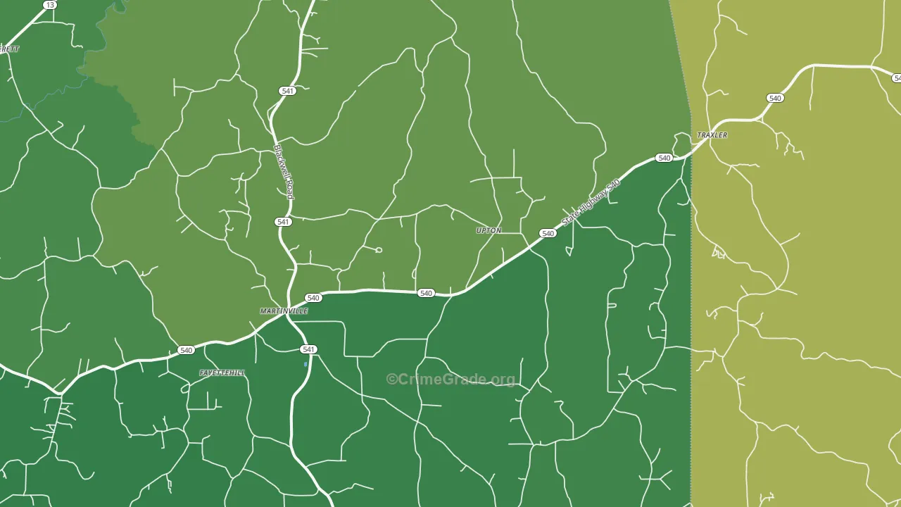 Martinville, MS Map of Vehicle Theft Rates