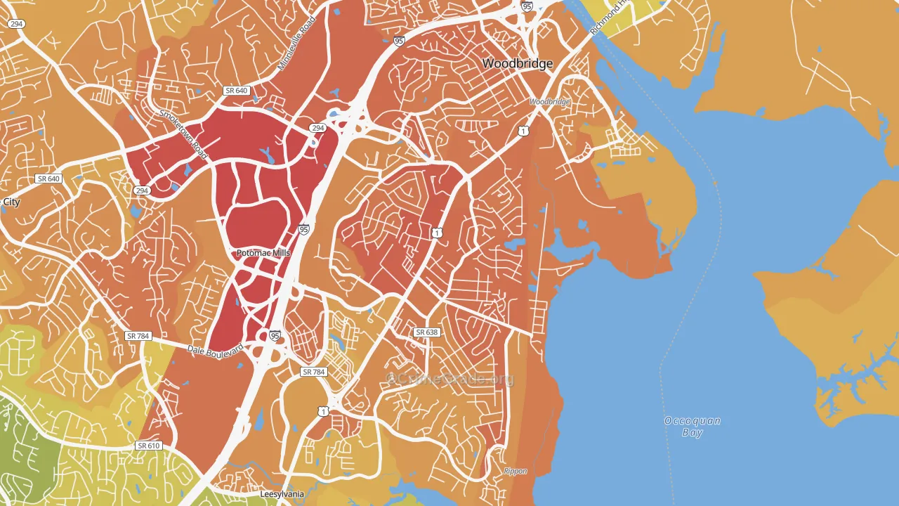 Marumsco, VA Map of Vehicle Theft Rates
