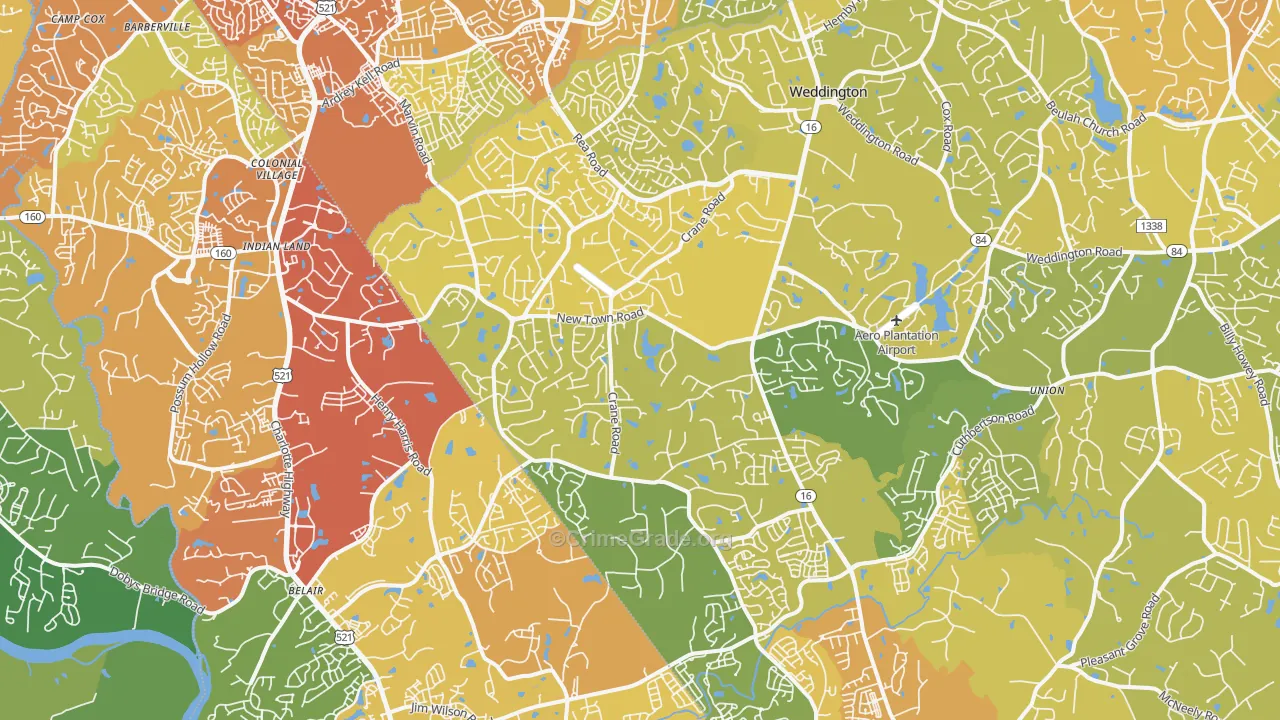 Marvin, NC Map of Vehicle Theft Rates
