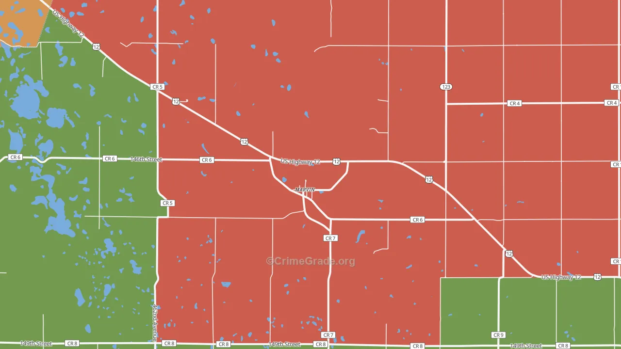 Marvin, SD Map of Vehicle Theft Rates
