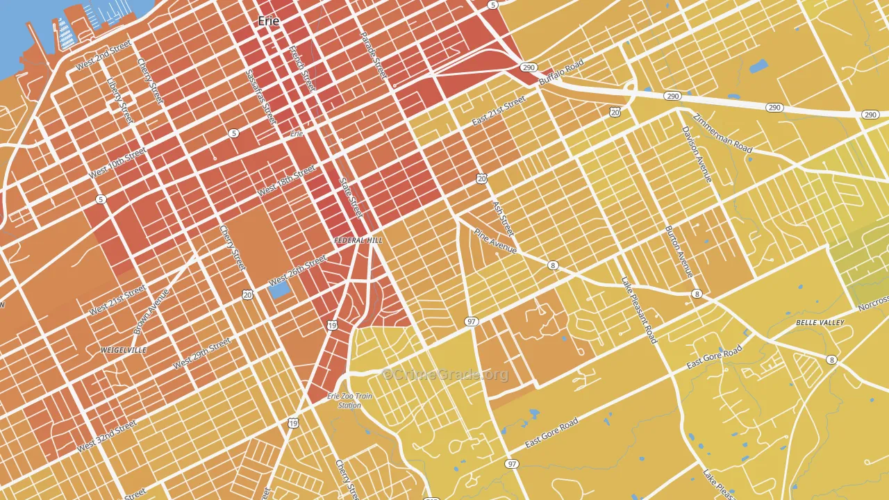 Marvintown, Erie, PA Map of Vehicle Theft Rates